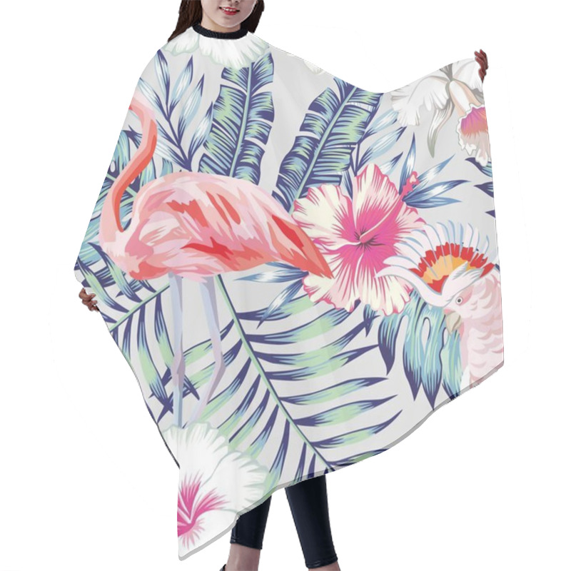 Personality  Orchid Hibiscus Flamingo Parrot Pattern Light Hair Cutting Cape