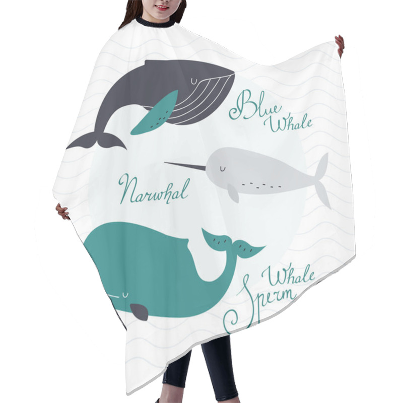 Personality  Awesome Whales On Wavy Background Hair Cutting Cape