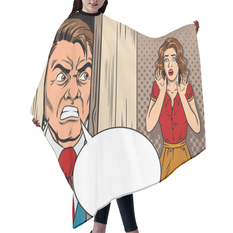 Personality  Salesman Breaking Door Comic Book Style Vector Hair Cutting Cape