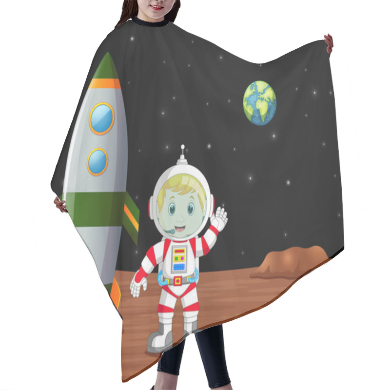 Personality  Astronaut Standing On Planet Illustration Hair Cutting Cape