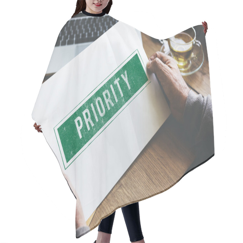 Personality  Piece Of Paper With Priority Hair Cutting Cape