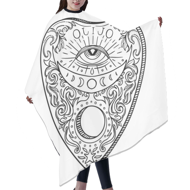 Personality  Heart-shaped Planchette For Spirit Talking Board. Vector Isolated Illustration In Victorian Style. Mediumship Divination Equipment. Flash Tattoo Drawing. Spirituality, Occultism. Hair Cutting Cape