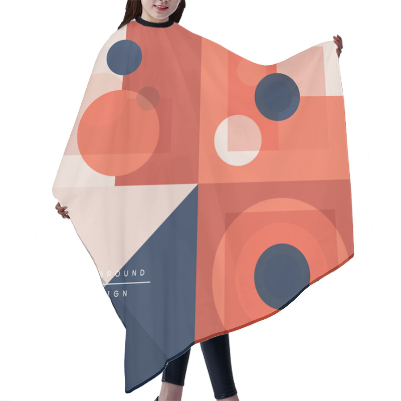 Personality  Neo Memphis Geometric Pattern With Circles, Squares And Lines. Pop Art Abstract Background For Covers, Banners, Flyers And Posters And Other Templates Hair Cutting Cape