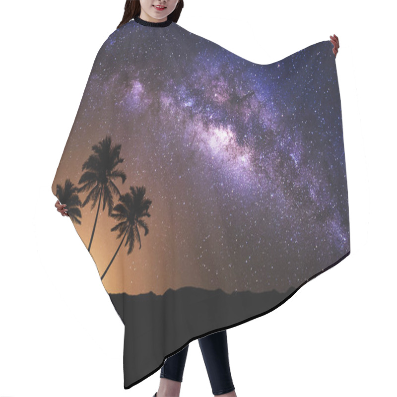 Personality  Night Scene With Milky Way And Coconut Tree. Hair Cutting Cape