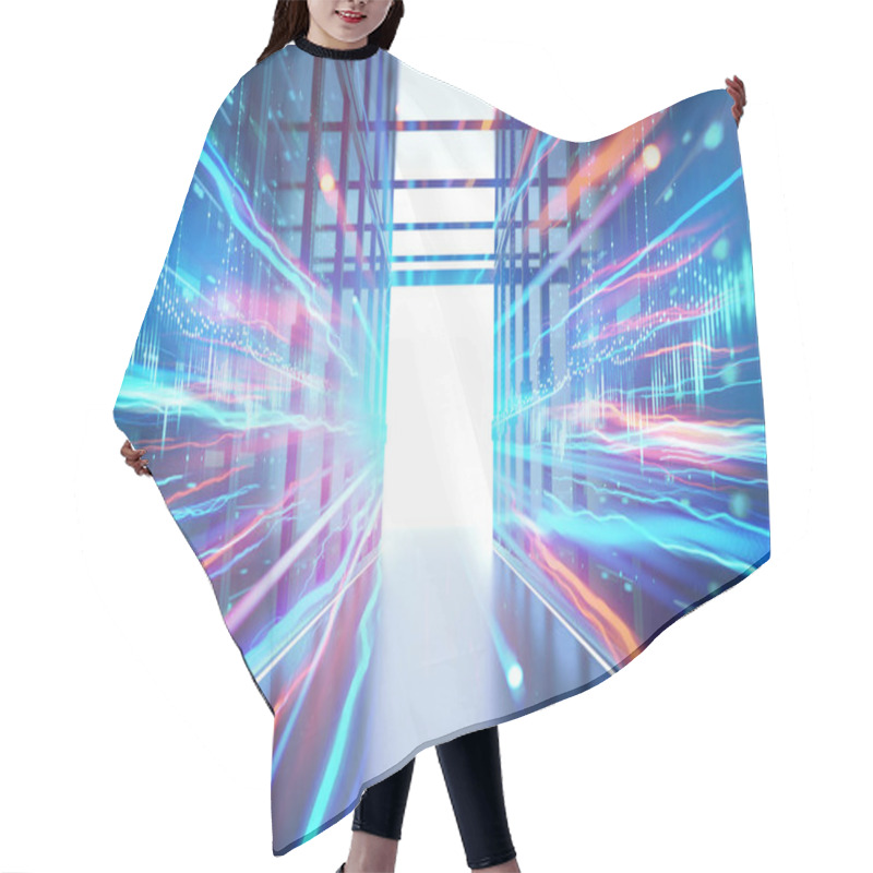 Personality   Corridor Of  Server Room 3d Illustration With Node Base Program Hair Cutting Cape