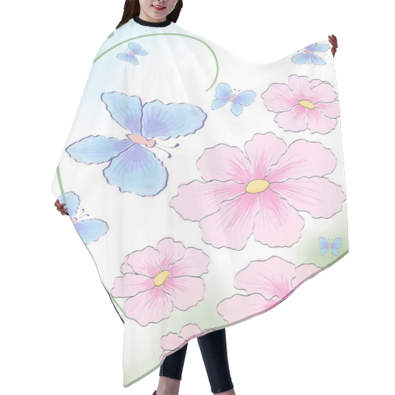 Personality  The Vector Flowers And Buterflies Hair Cutting Cape