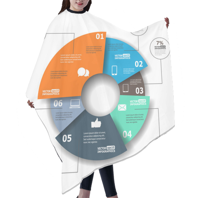 Personality  Modern Paper Infographics In A Pie Chart For Web, Banners, Mobil Hair Cutting Cape