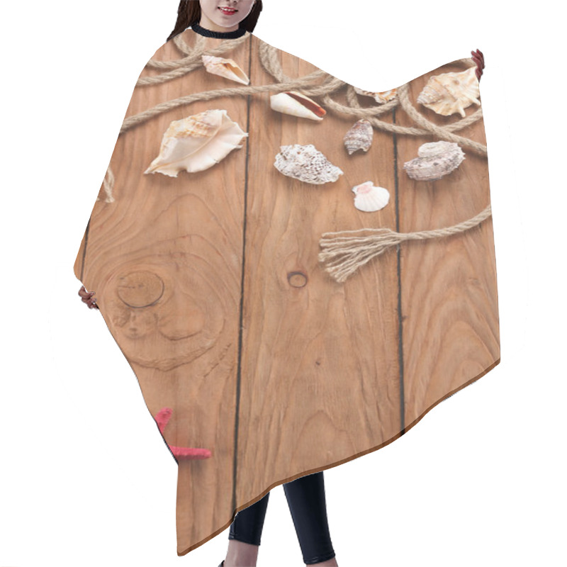 Personality  Rope Shells Starfish On Wooden Boards  Hair Cutting Cape