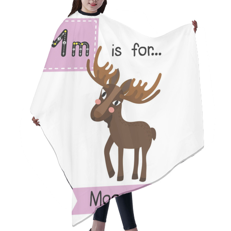 Personality  Letter M Tracing. Standing Moose. Hair Cutting Cape