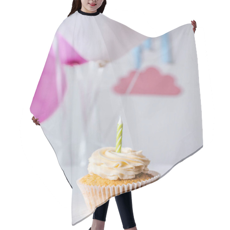 Personality  Delicious Cupcake With Candle Hair Cutting Cape