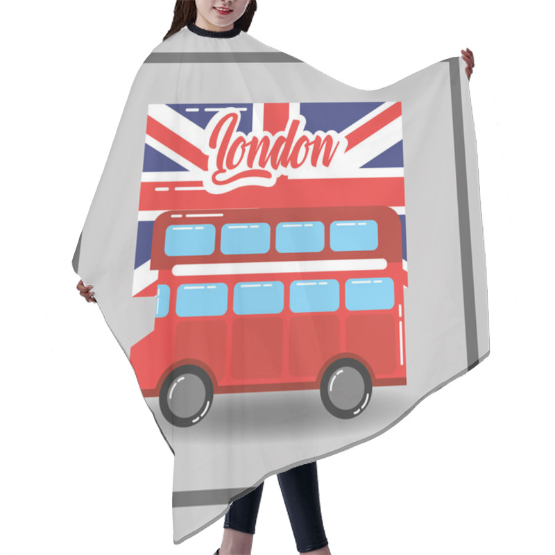 Personality  Red London Double Decker Bus Flag Public Transport Hair Cutting Cape