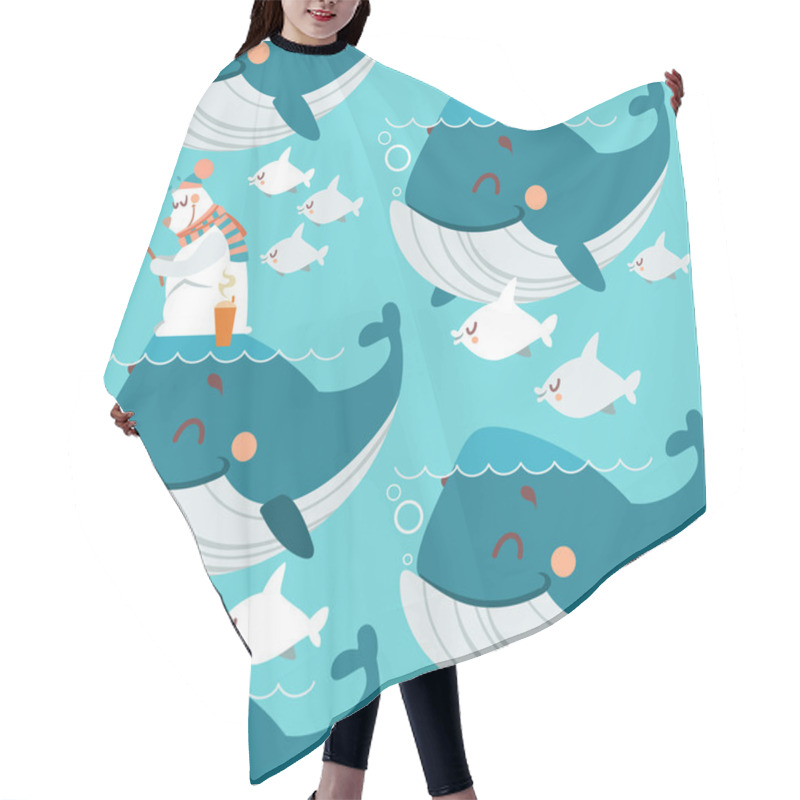 Personality  Whales And Polar Bear Fishing Hair Cutting Cape