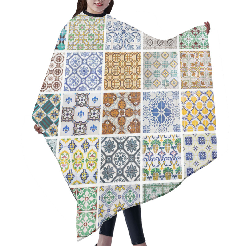 Personality  Portuguese Tiles Collage Hair Cutting Cape