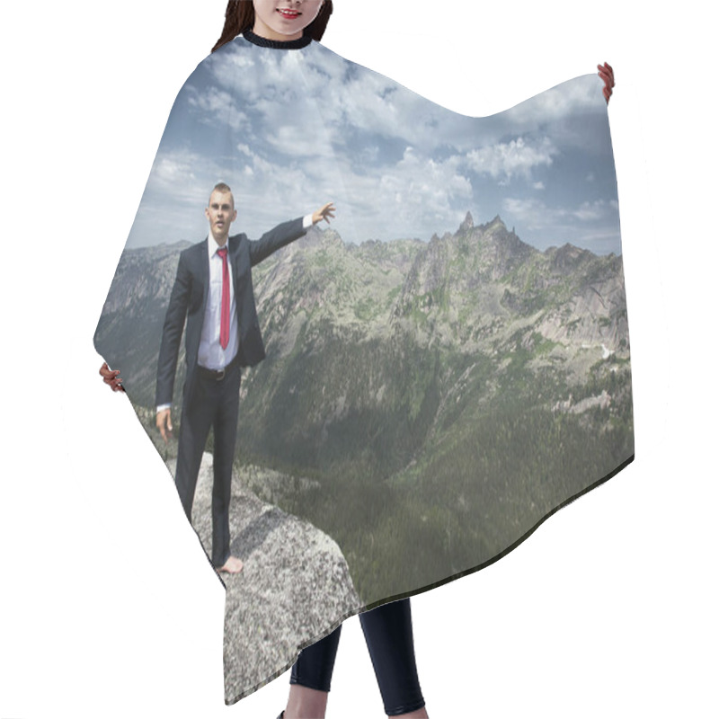 Personality  Portrait Of A Young Man Hair Cutting Cape