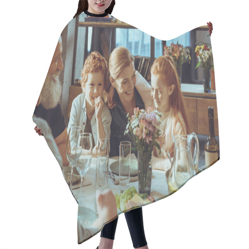 Personality  Happy Multigeneration Family Hair Cutting Cape