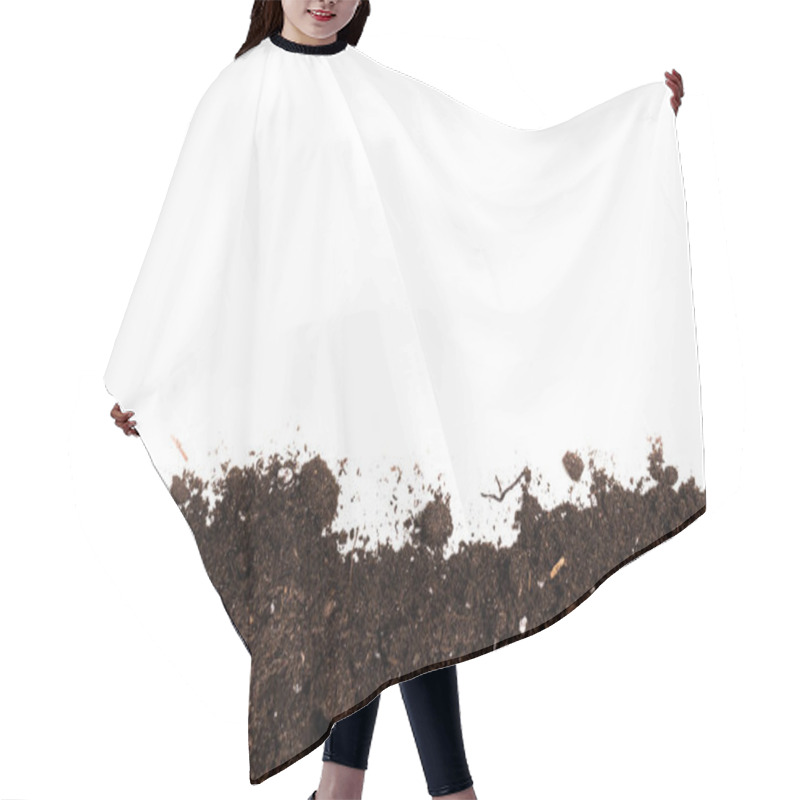 Personality  Soil Or Dirt Section Isolated On White Background Hair Cutting Cape