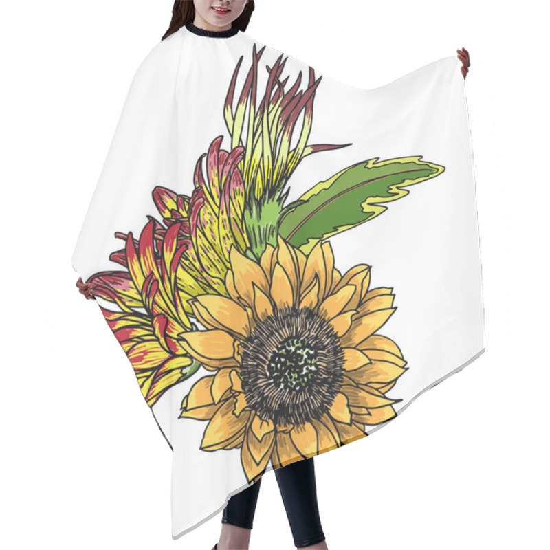 Personality  Bouquet Of Hand Drawn Flowers Hair Cutting Cape