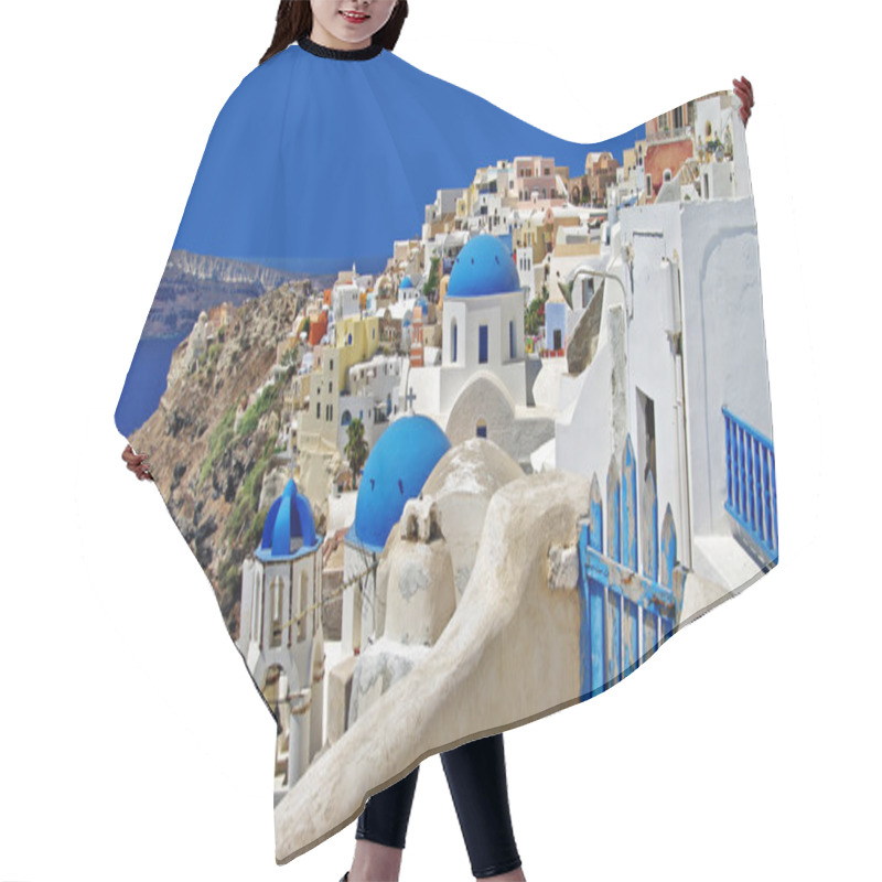 Personality  Beautiful White-blue Santorini Hair Cutting Cape