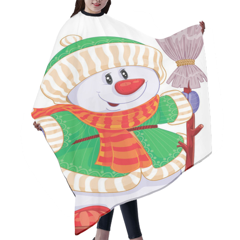 Personality  Snowman Skiing In The Winter Hair Cutting Cape