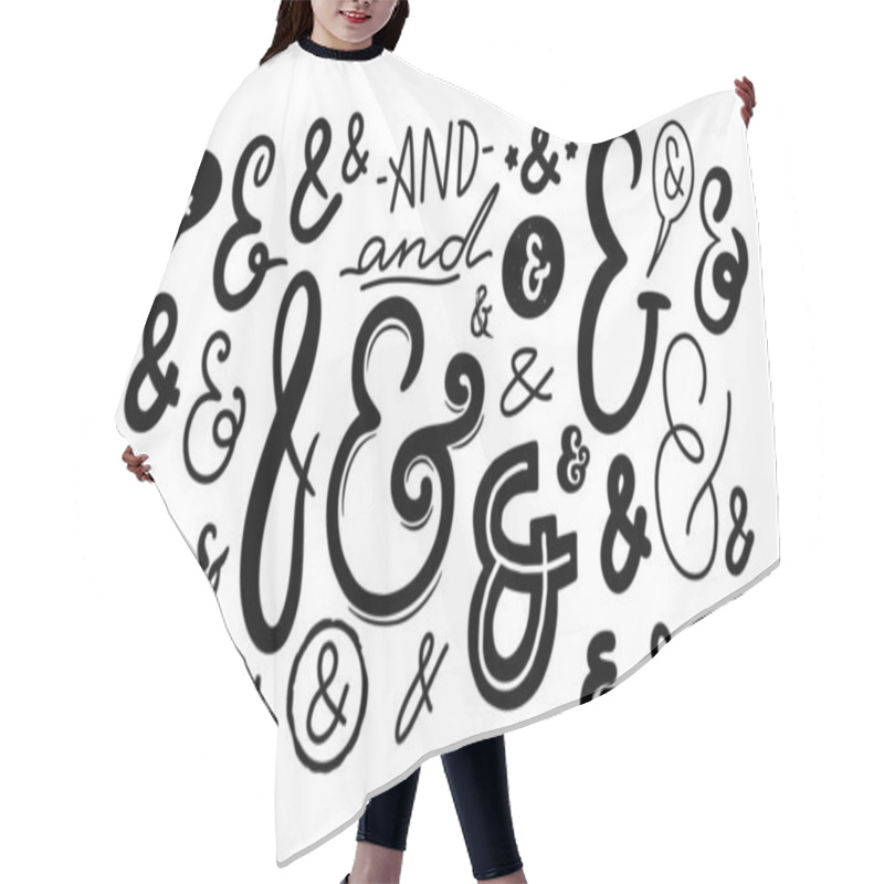 Personality  Ampersand Signs, Monochrome Font Symbols Isolated On White Background. Elegant Script, Calligraphy Design Elements Hair Cutting Cape