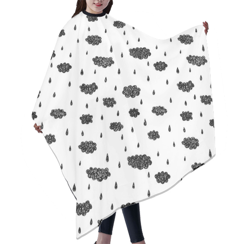 Personality  Seamless Pattern With Clouds And Rain Drops Hair Cutting Cape