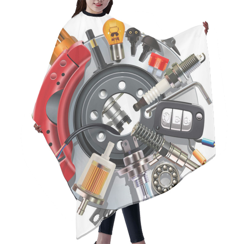 Personality  Vector Brake Disk With Small Spares Isolated On White Background Hair Cutting Cape