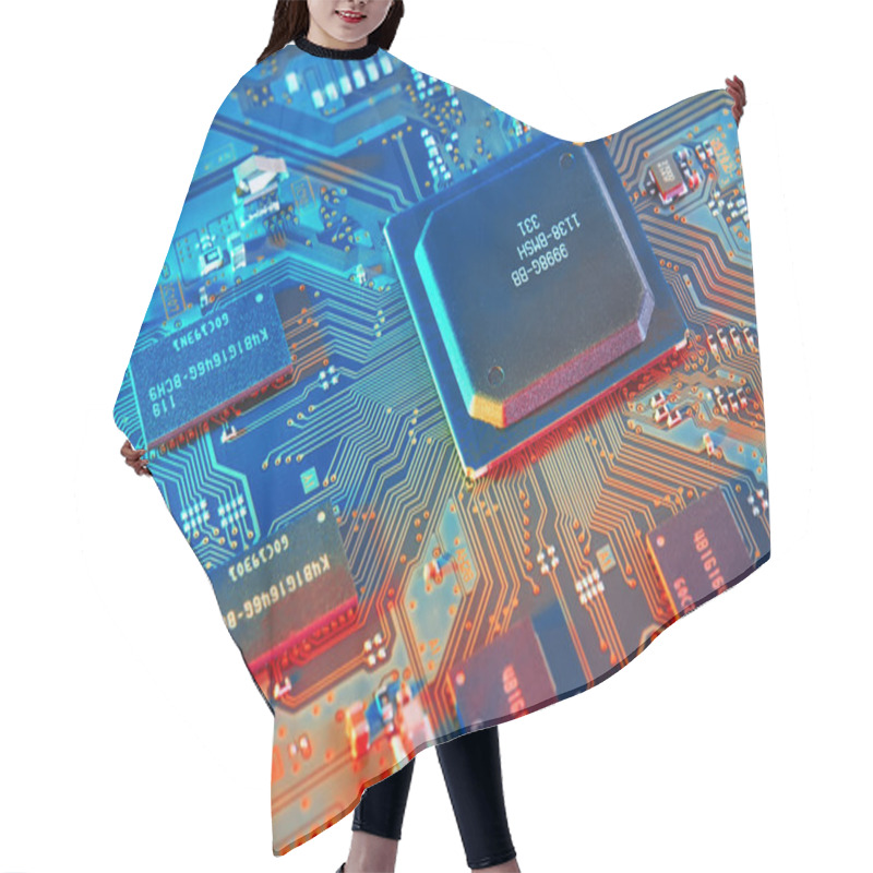 Personality  Electronic Circuit Board Close Up. Hair Cutting Cape