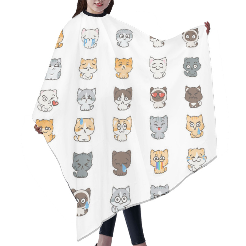 Personality  Cute Cartoon Cats And Dogs With Different Emotions. Hair Cutting Cape