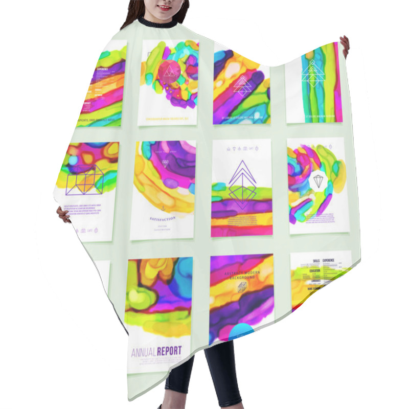 Personality  Set Of Poster Templates Hair Cutting Cape