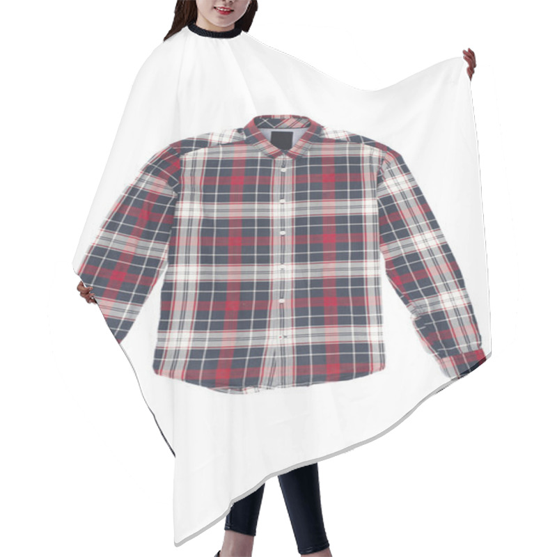 Personality  Checkered Shirt Isolated On White Hair Cutting Cape