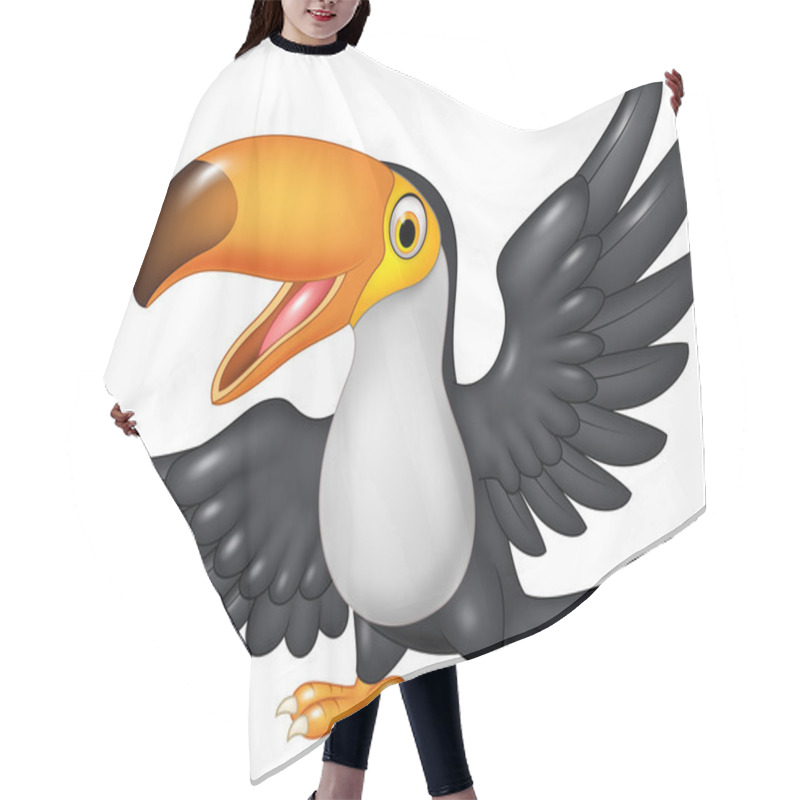 Personality  Cartoon Funny Toucan Isolated On White Background Hair Cutting Cape