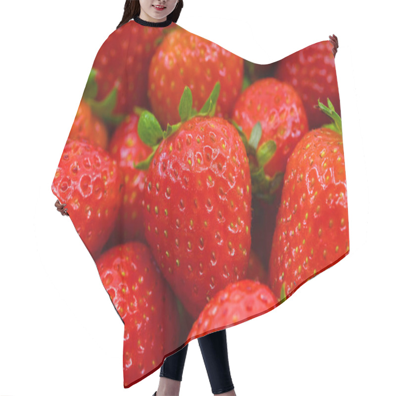 Personality  Close Up View Of A Fresh Ripe Strawberries. Background. No People. Hair Cutting Cape