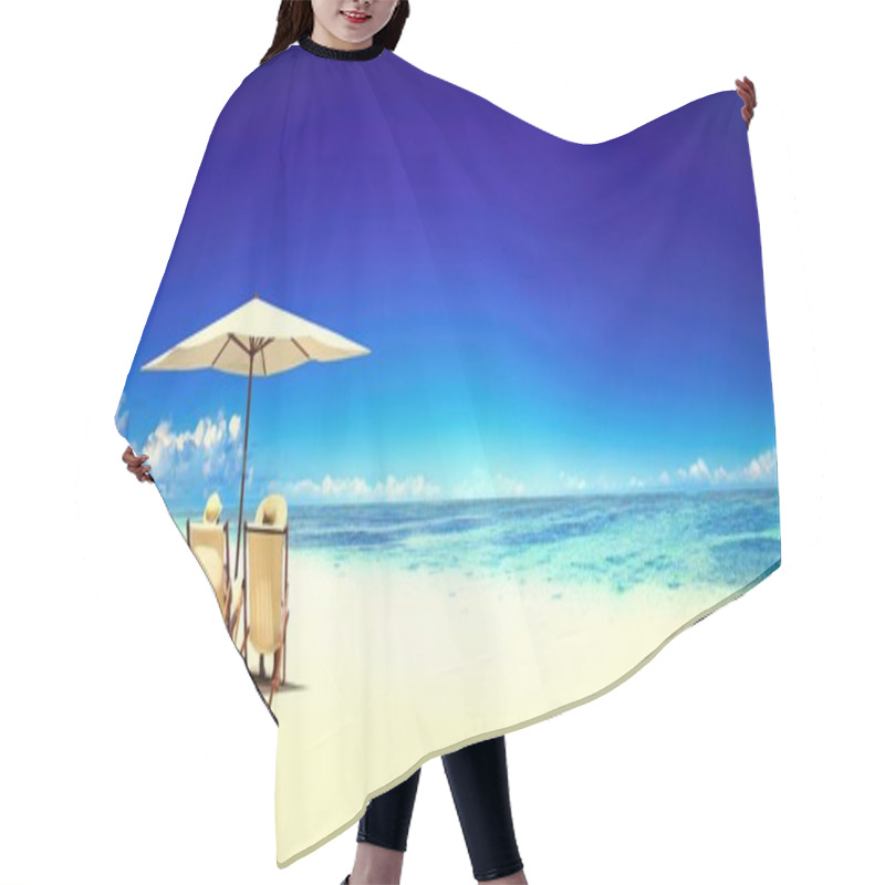 Personality  Beach Chairs On A Tropical Beach Hair Cutting Cape