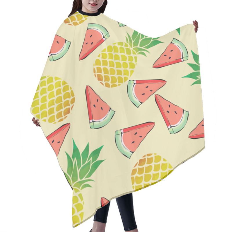 Personality  Pineapples And Watermelon Seamless Pattern Hair Cutting Cape