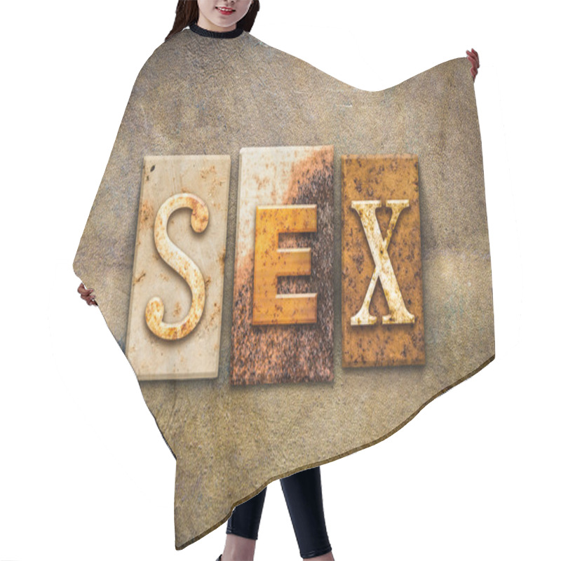 Personality  Sex Concept Letterpress Leather Theme Hair Cutting Cape