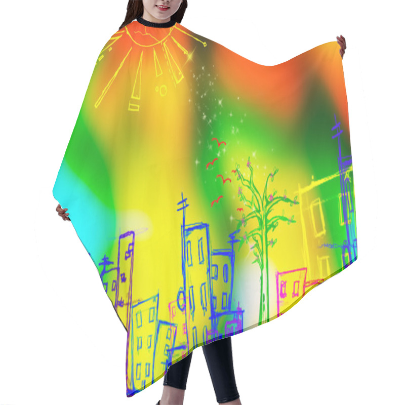 Personality  Tree In The City Illustration Hair Cutting Cape