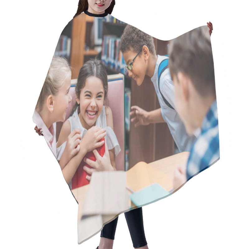 Personality  Funny Kids In Library Hair Cutting Cape