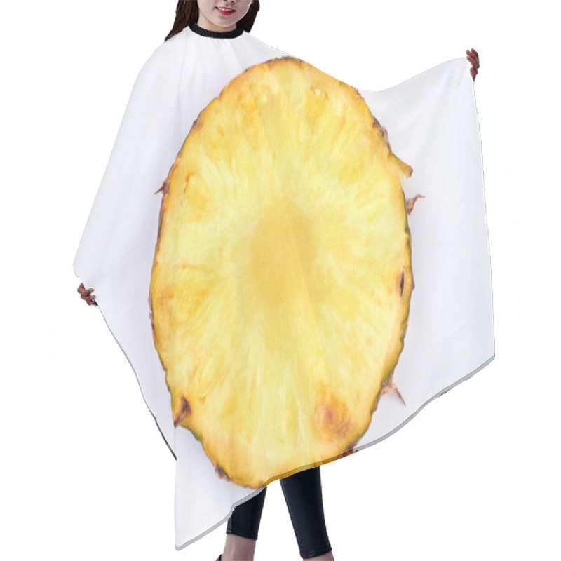 Personality  Slice Of Ripe Pineapple On Light Background. Hair Cutting Cape