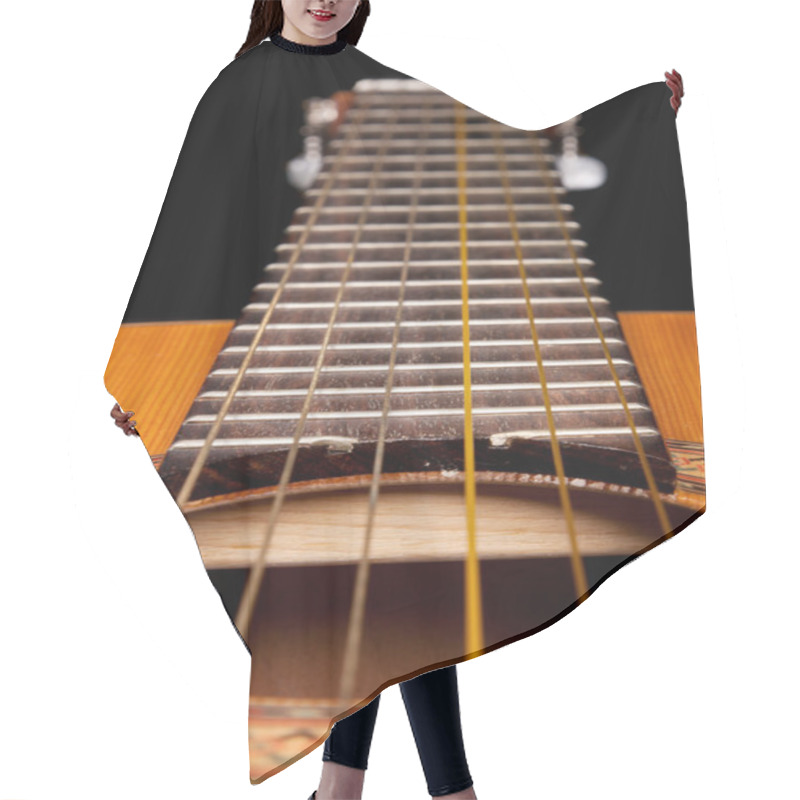 Personality  Classical Guitar Close Up On Dark Hair Cutting Cape