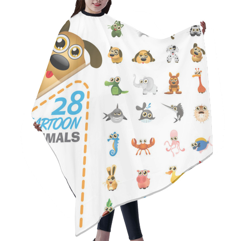 Personality  Big Set Of Various Cartoon Animals And Birds Hair Cutting Cape