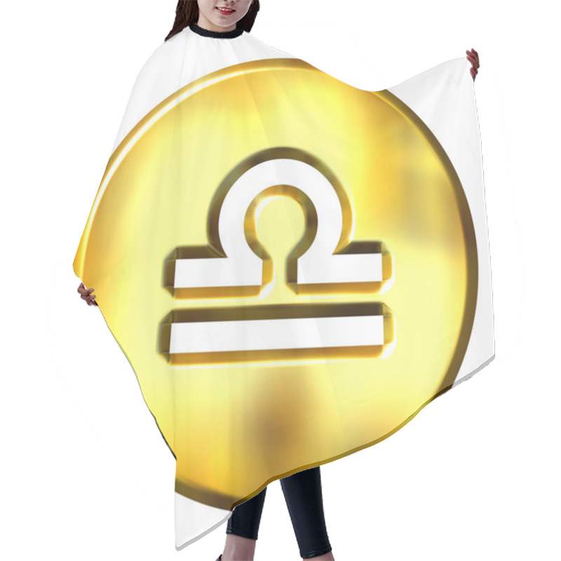 Personality  3D Golden Libra Zodiac Sign Hair Cutting Cape