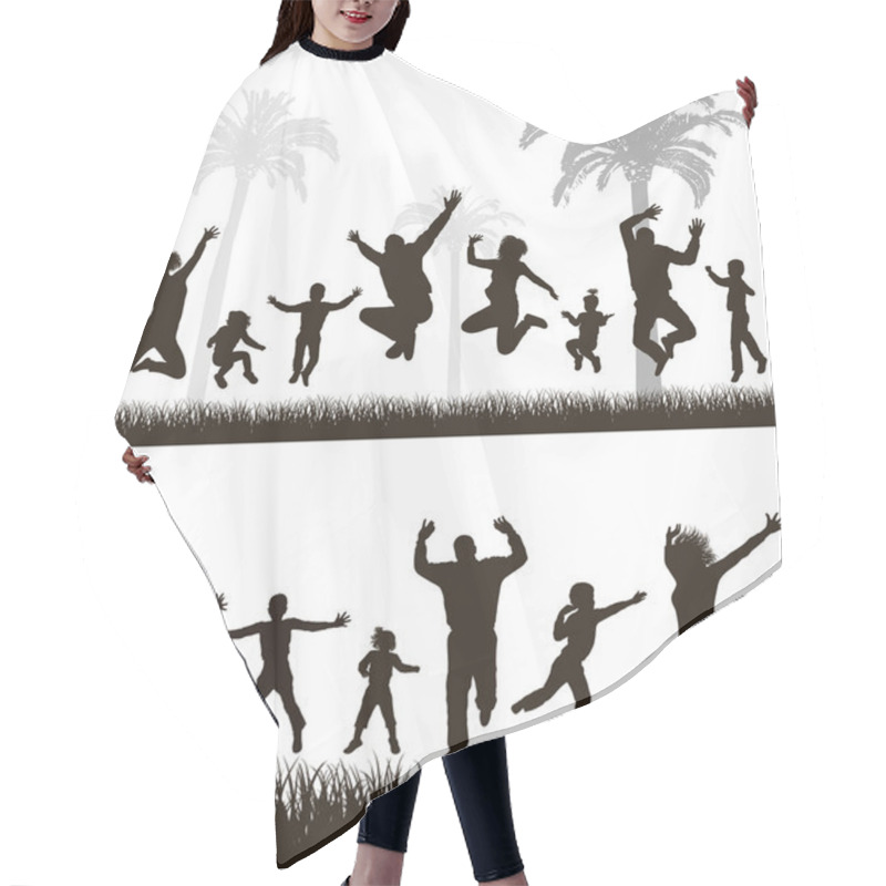 Personality  Young Active Family. Very Detailed Silhouettes. Conceptual Set. Hair Cutting Cape