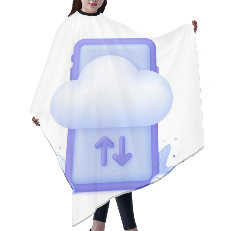 Personality  3D Cloud Computing Upload And Download Data Online Service On Phone. Data Storage. Technology Concept. Trendy And Modern Vector In 3d Style. Hair Cutting Cape