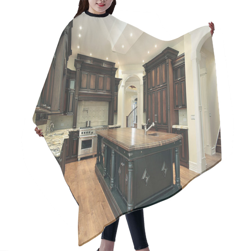 Personality  Kitchen With Dark Cabinetry Hair Cutting Cape