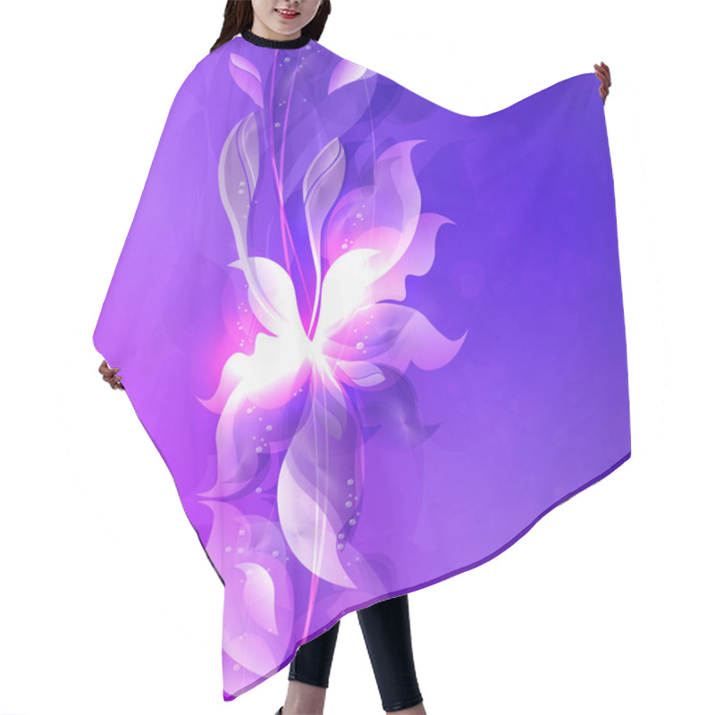 Personality  Blue Smooth Composition With Abstract Silhouettes Of Leaves And Flowers Hair Cutting Cape