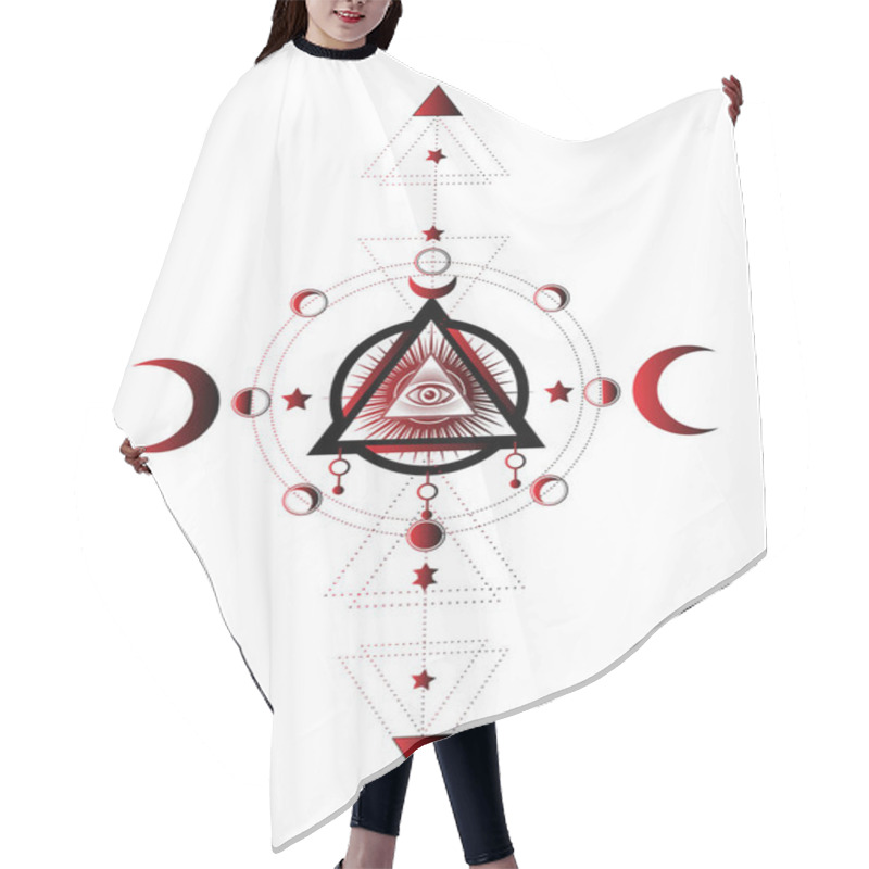 Personality  Eye Of Providence. Masonic Symbol. All Seeing Eye Inside Triple Moon Pagan Wicca Moon Goddess Symbol. Vector Isolated On White Background Hair Cutting Cape