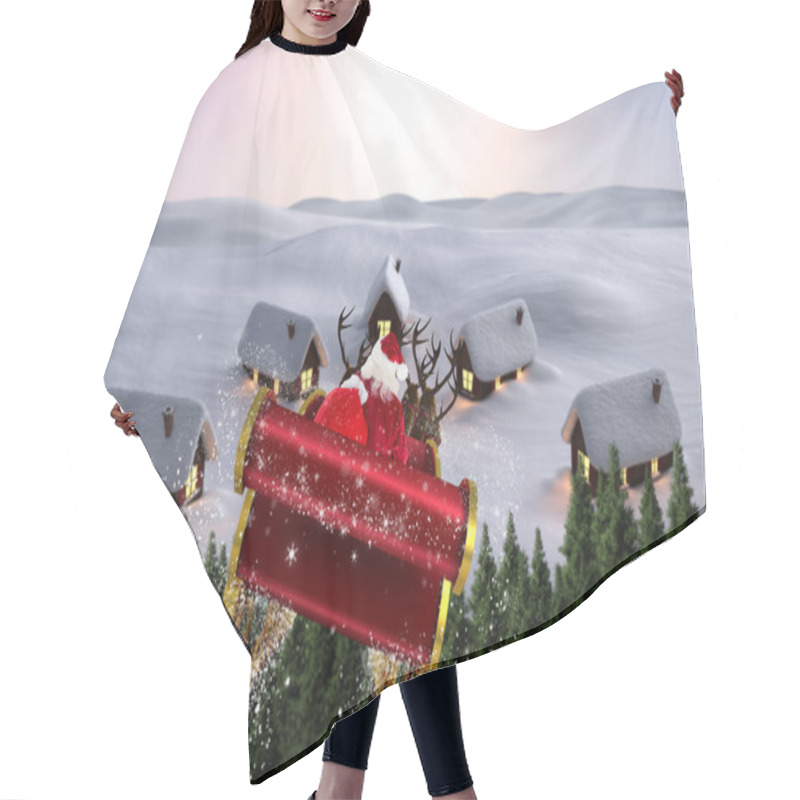 Personality  Composite Image Of Santa Flying His Sleigh Hair Cutting Cape