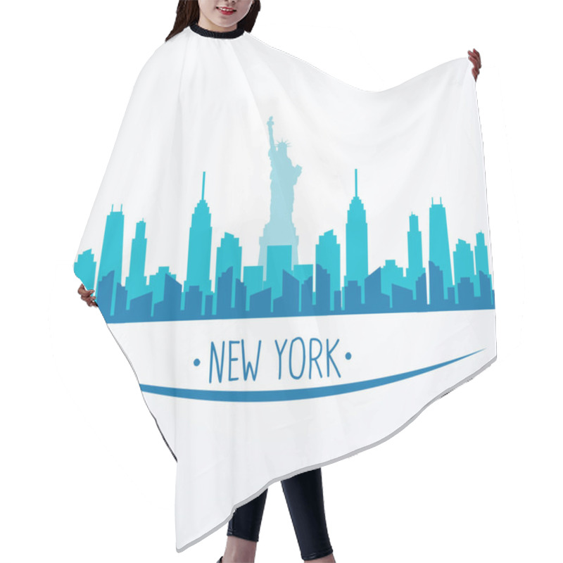 Personality  Vector Flat Design New York City Panorama Hair Cutting Cape