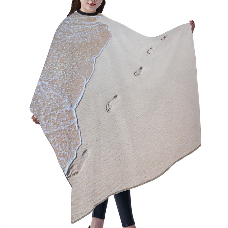 Personality  Footprints On Sea Beach Hair Cutting Cape