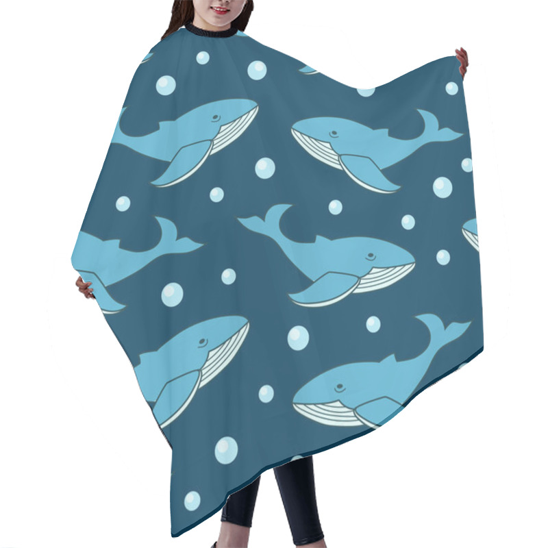 Personality  Blue Whale Pattern Design. Seamless Pattern With Whales. Ocean Animals Background. Hair Cutting Cape